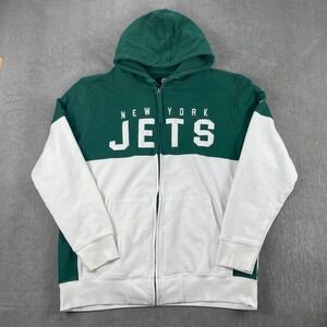 New York Jets Men‎ L Green White Full Zip Hoodie Colorblock NFL Sweatshirt
